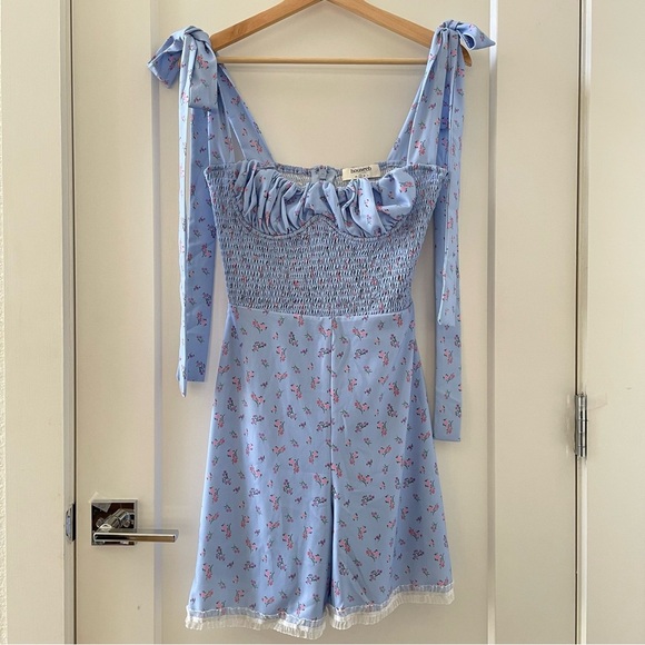 House Of CB ‘Lana’ Jumpsuit Romper Blue Floral Small (Shortened) Size S - Picture 3 of 11